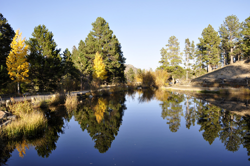 reflections at sprague lake at Rocky Mountain National Park